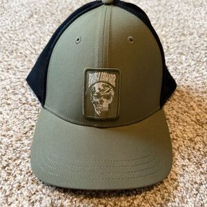 Under Armour Olive Green and Black Trucker Hat with Skull Patch